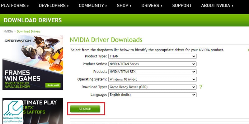 دانلود فایل نصب درایور کارت گرافیک ایسوس از سایت Nvidia